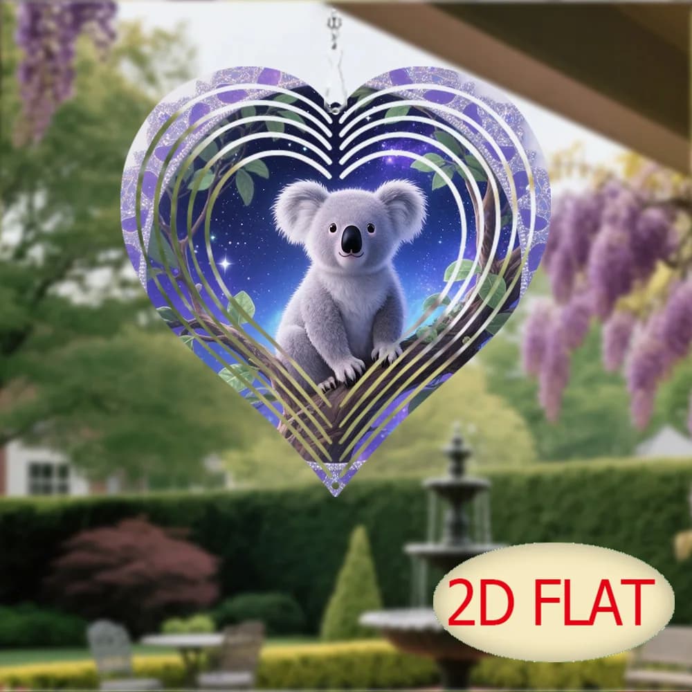 360-Degree Rotating Koala Wind Chime - Solar-Powered Outdoor/Indoor Decoration, No Batteries Required, with Hanging Chain