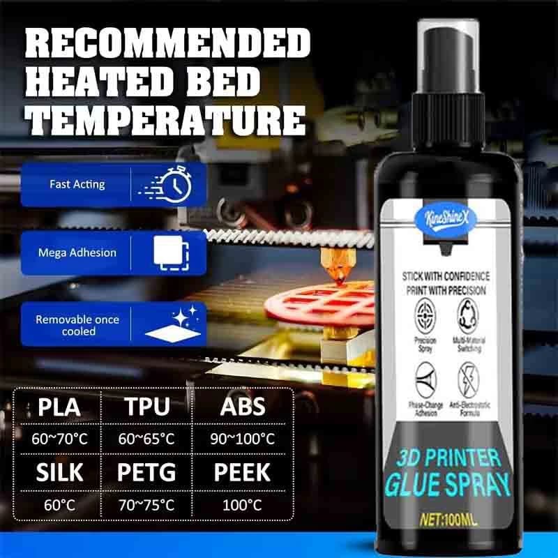 100ml Strong 3D Printer Adhesive Spray Suitable for PLA, ABS, PETG, TPU Filaments - Reduces Warping, Enhances Bed Adhesion 2026