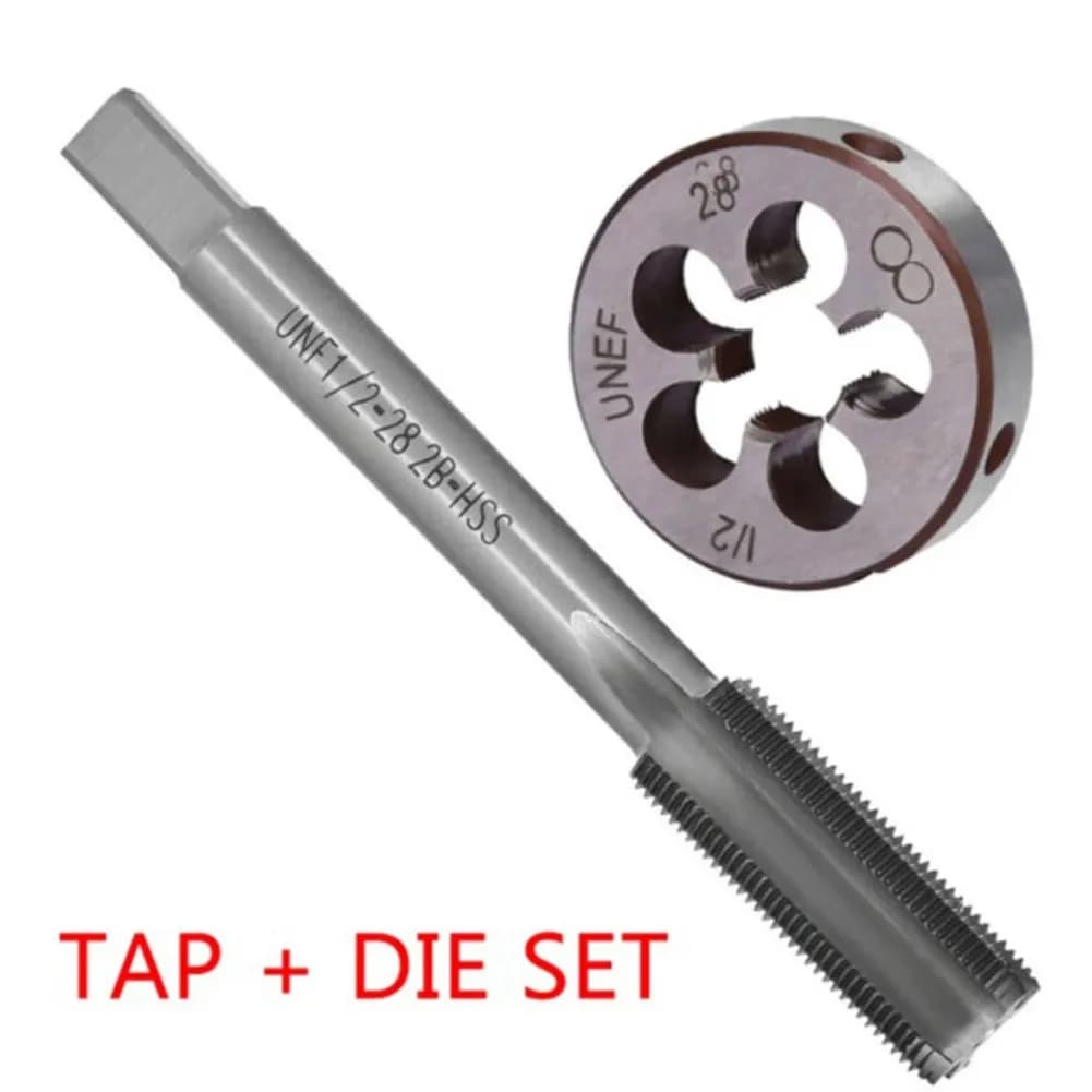 1 set 1/2-28 Rubinetto 1/2x28 Die TPI Kit UNEF HSS Utensili per mano destra Rubinetto e fustella Set Rubinetti rivestiti in nitruro di titanio Die Anti-ruggine 1/2 28t