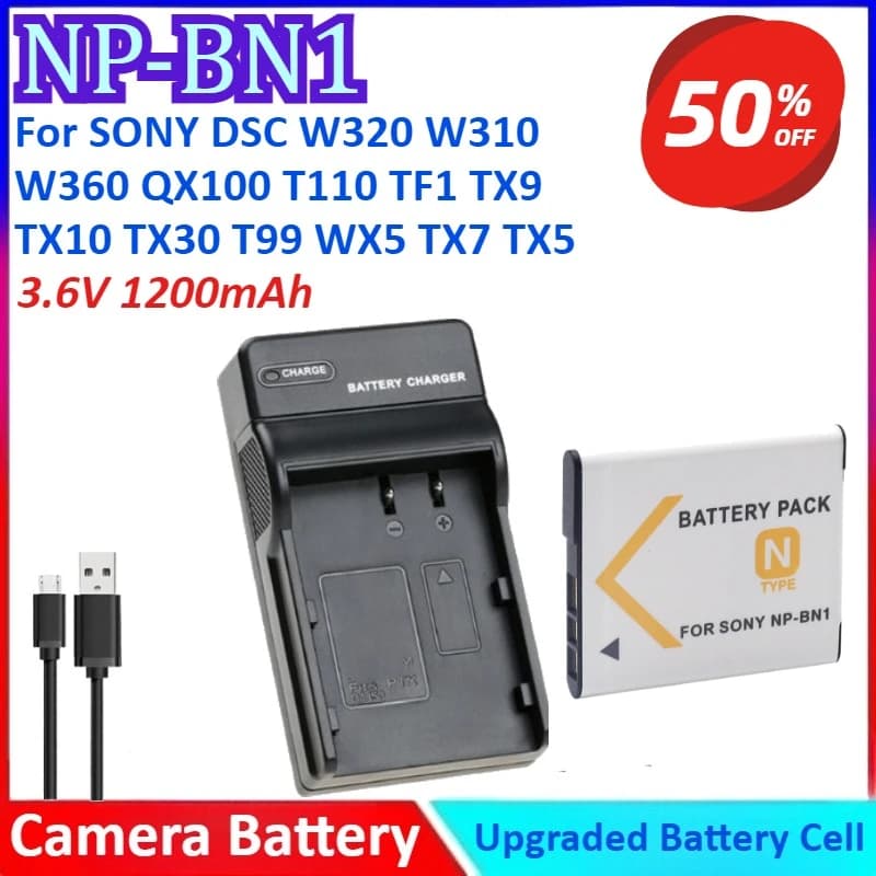 NP-BN1 3.6V 1200mAh Batteria Della Fotocamera + Caricabatterie Per SONY DSC W320 W310 W360 QX100 T110 TX9 TX10 TX30 T99 WX5 TX7 TX5 W390 W380 W350