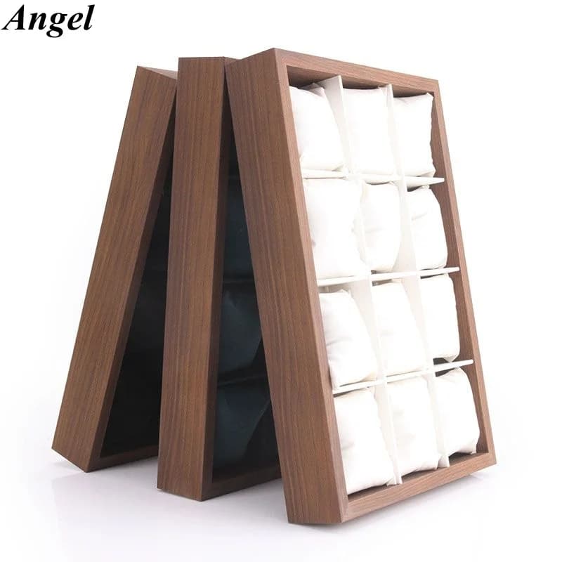 New Walnut Color Jewelry Display, Pillow Style Ring Bracelet Organizer, Multi-Layer Showcase Storage Box for Countertop