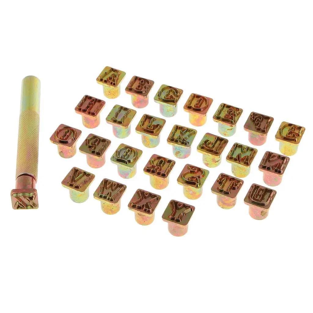 Leather Craft Carving Stamp Set Alphabet Punch Handle Kit for Diy Leather Embossing Tool Wallet Belt Decoration Crafts