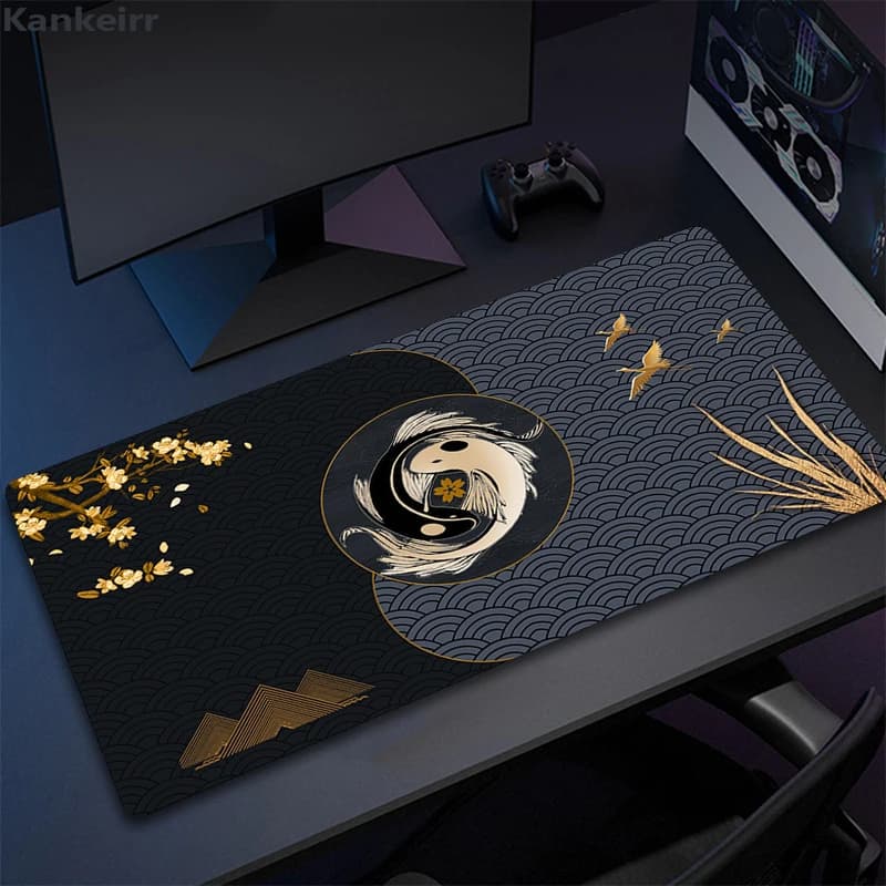 Tappetini da scrivania giapponesi tappetino per Mouse per pesci oro nero tappetino da gioco grande tappetino per Mouse Kawaii scrivanie per ufficio Decor tappetino da tavolo per estetica Anime