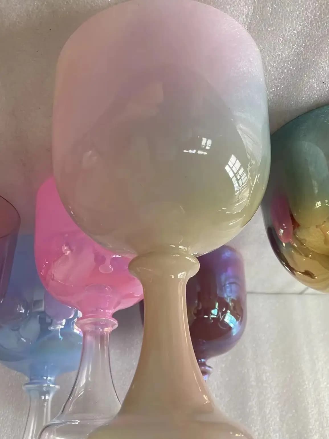 Crystal singing bowl pastel rainbow 4th octave "D#" note Adrenals chakra or D or E note 432Hz Perfect pitch for sound theraphy.