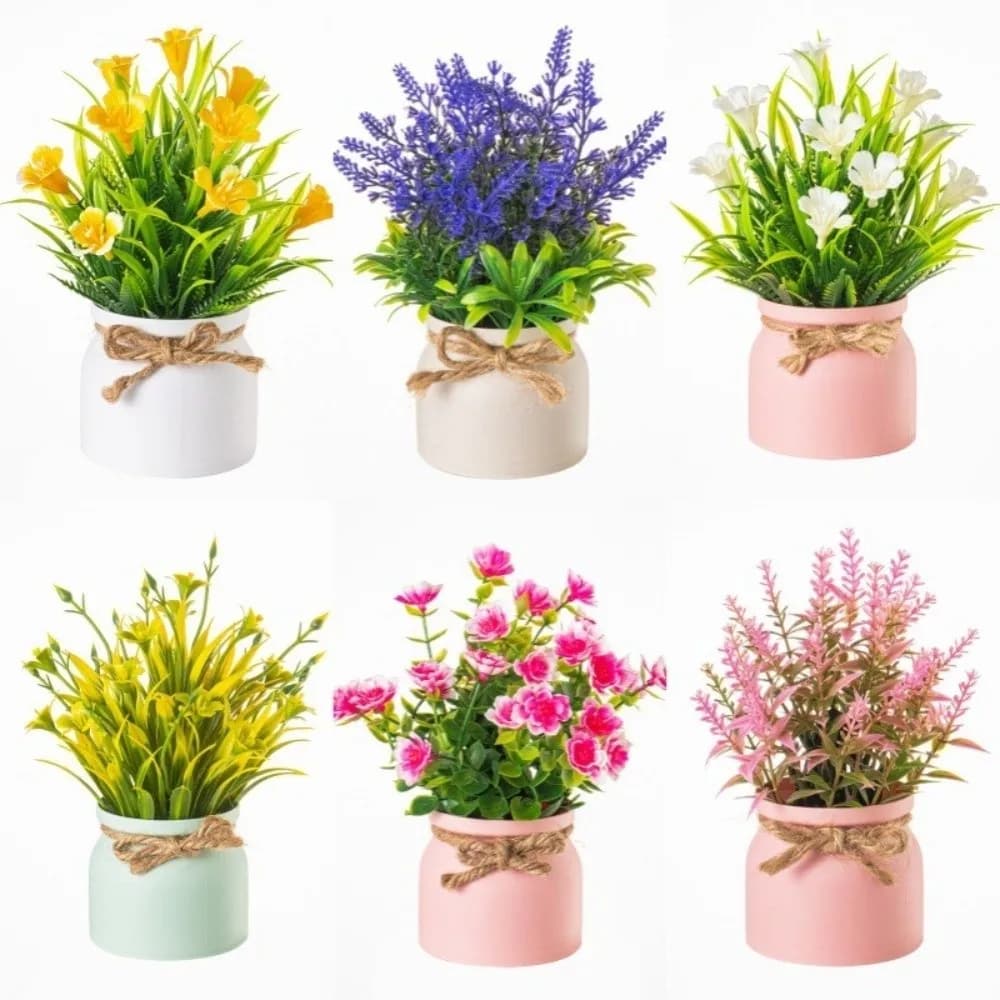 Mini Fake Potted Flowers Evergreen Bonsai Artificial Flower Bonsai Table Decor Fake Plant Potted Ornaments Desktop Decoration