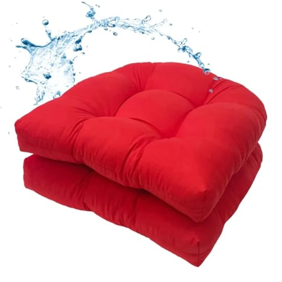 Set di 2 Cuscini Impermeabili per Sedie da Esterno 19X19, Cuscini Trapuntati per Sedie in Vimini da Patio, Cuscini Spessi per Mobili da Giardino