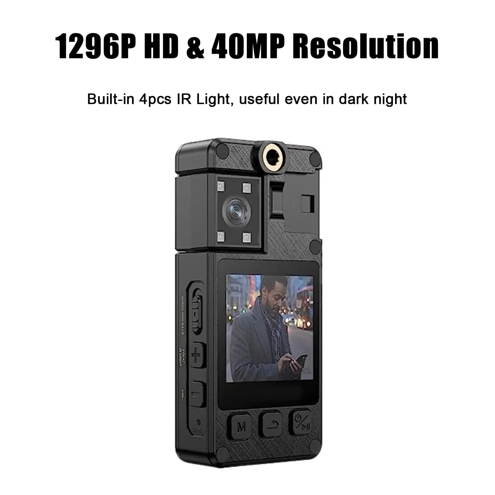 A38 Sports Action Cameras DV Mini Digital Camera HD 1296P Cam Mounted to Body Display IPS Small Pocket Camera