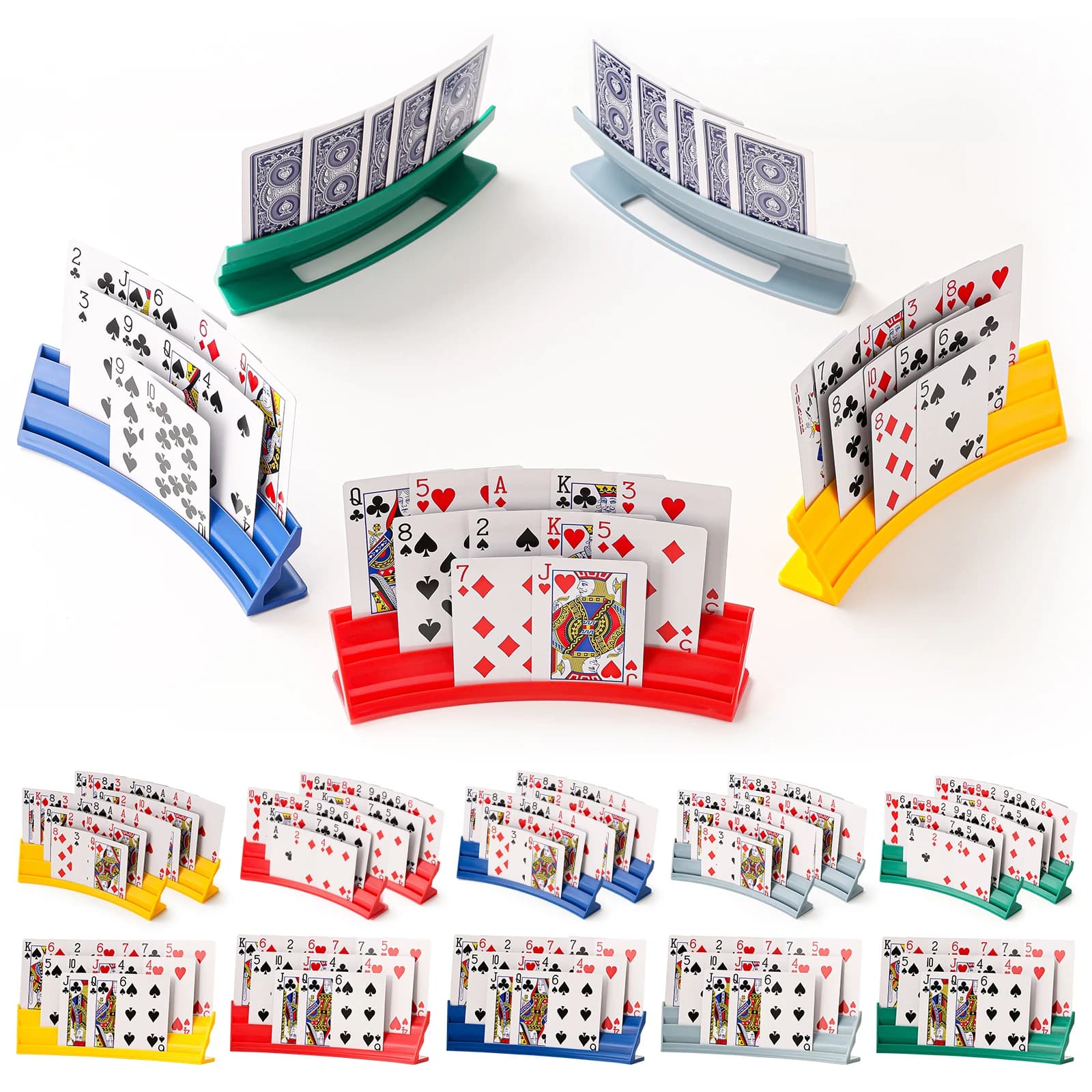 Set di 4 Contenitori Impilabili per Carte da Poker, Organizzatore per Carte da Gioco, Design per Adulti, Pazienti con Artrite e Mani Piccole