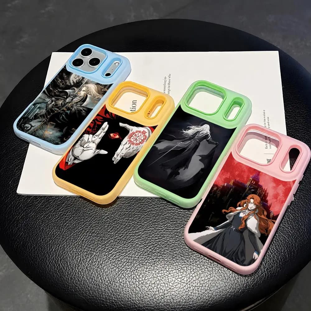 C-Castlevania Phone Case 2-in-1 Detachable Clear with Card Holder for iPhone 12-17 Soft Multi-Color