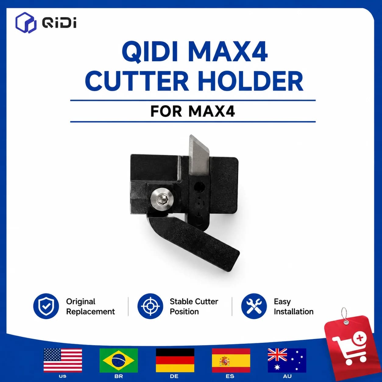QIDI MAX4 Cutter Holder Original Replacement Part Cutter Mount Bracket for MAX4 3D Printer Accessories