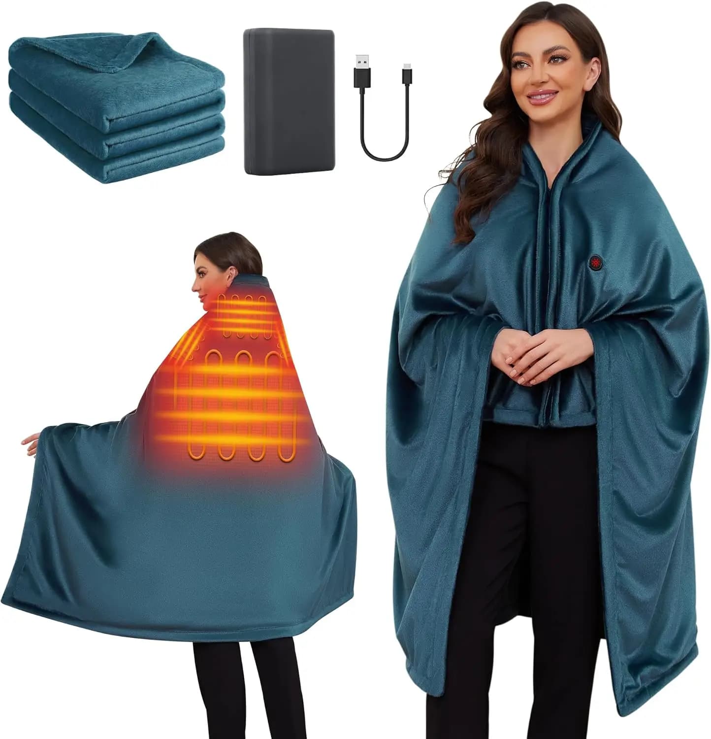 Coperta riscaldante senza fili, batteria da 20000 mAh, 3 livelli di calore per collo, spalle e schiena, fino a 8 ore, regali per donne