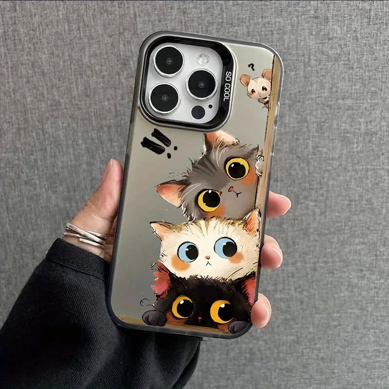 Laser. Custodia per cellulare con motivo gatto e topo, compatibile con le serie iPhone 17/16/15/14/13/12/11/XS/XR/X/7/8 Plus/Pro/Max