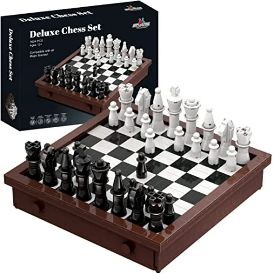 Set di Scacchi con Blocchi da Costruzione Apostrophe Games - 1024 Pezzi per Costruire la Tua Scacchiera in Diversi Colori Compatibile con