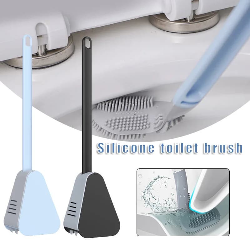 Spazzole per WC in silicone con manico lungo da golf con set di supporti Spazzola per pulizia WC senza angoli morti Accessori per la pulizia del bagno