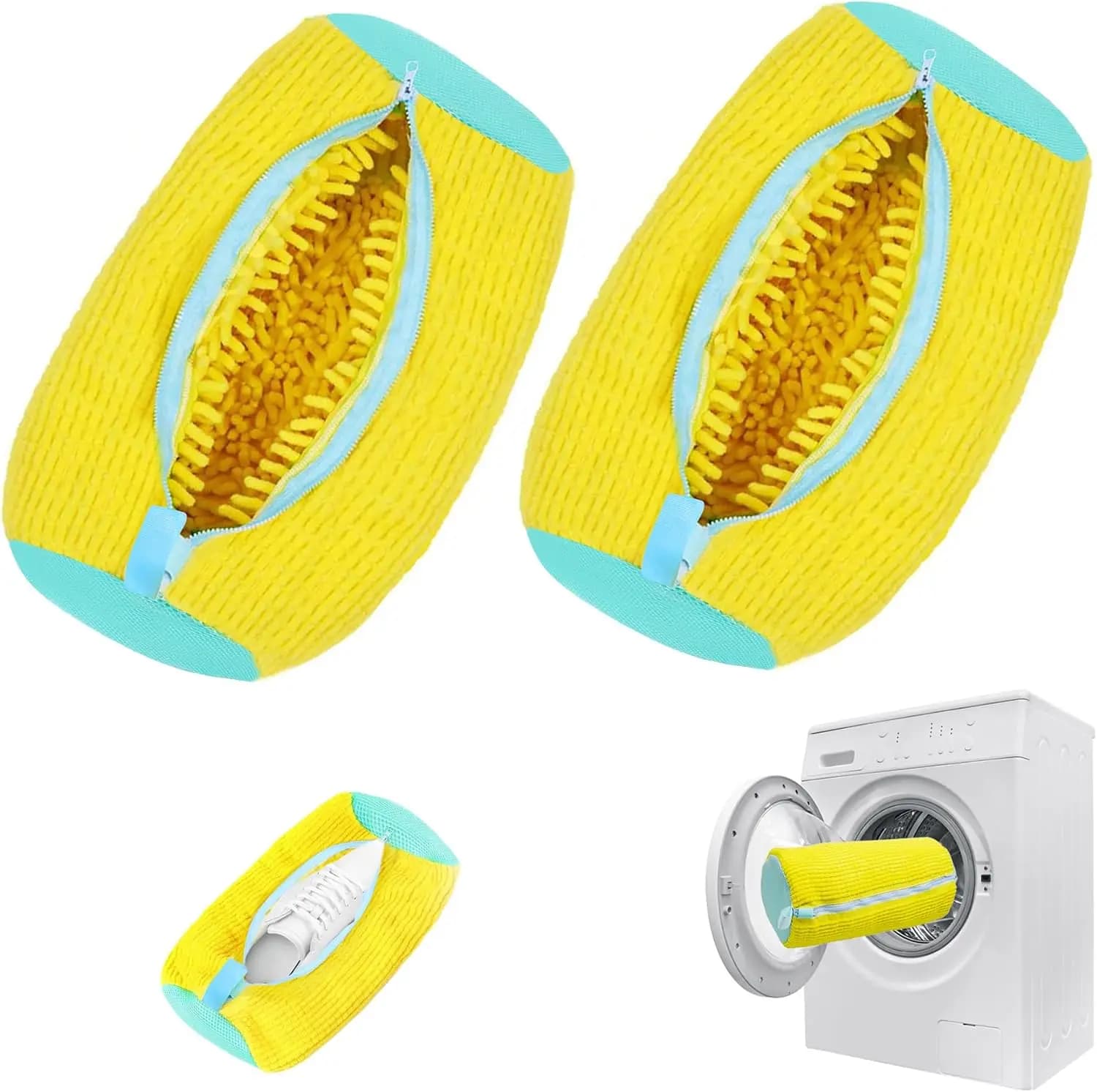 2 Pcs Shoe Washing Machine Bag,Laundry Shoe Bag for Washer and Dryer,Tennis Shoes,With Self-locking Zipper, Microfiber Inside