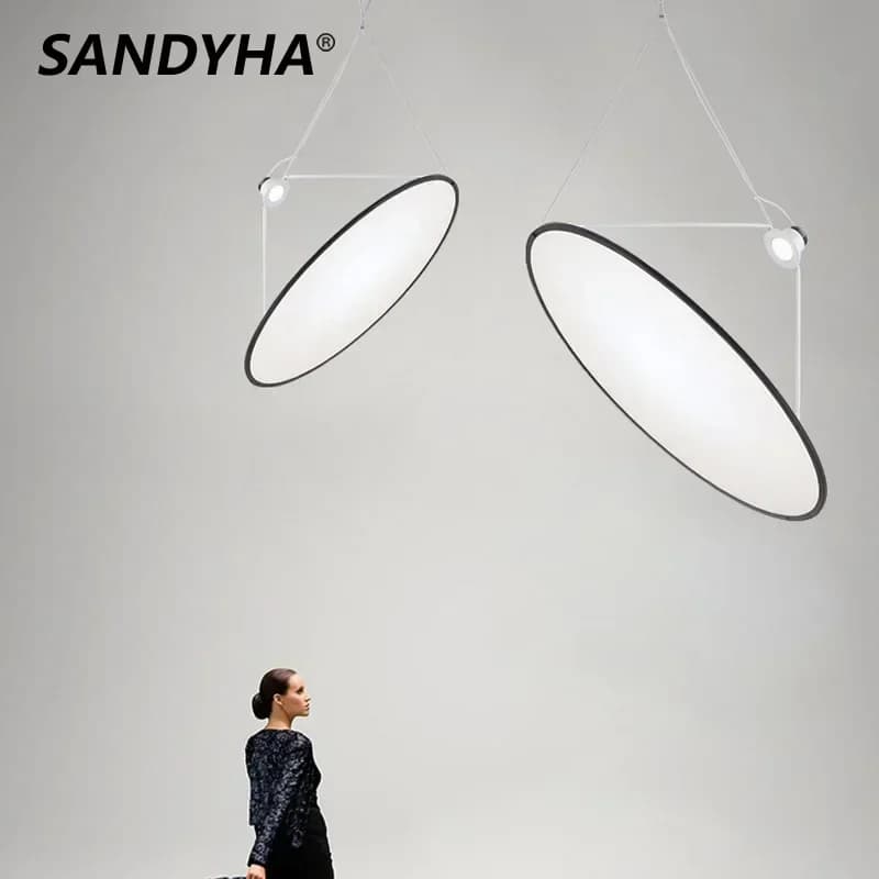 SANDYHA Nordic Pendant Lights Creativity Disk Hanging Chandelier Led Lamps for Living Room Dining Table Bedroom Decoration Home
