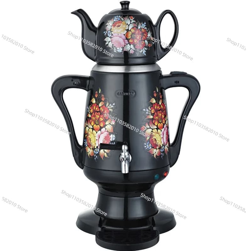 Stainless Steel Kettle with Floral Printing – Double Sided Electric Thermos for Russian/Turkish Market