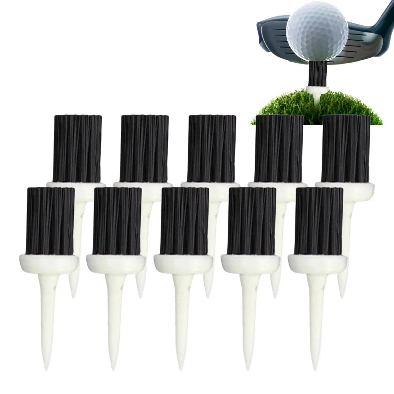 Golf Brush Tee Unbreakable Low Friction Sports Training Tools 10-Piece Golf Ball Base Brush Top For Women Men Golfers Indoor