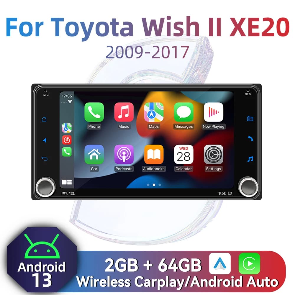 2 Din Android Radio Car Multimedia for Toyota Wish 2 II XE20 2009-2017 7" Screen GPS Wireless Carplay Autoradio Stereo Head Unit