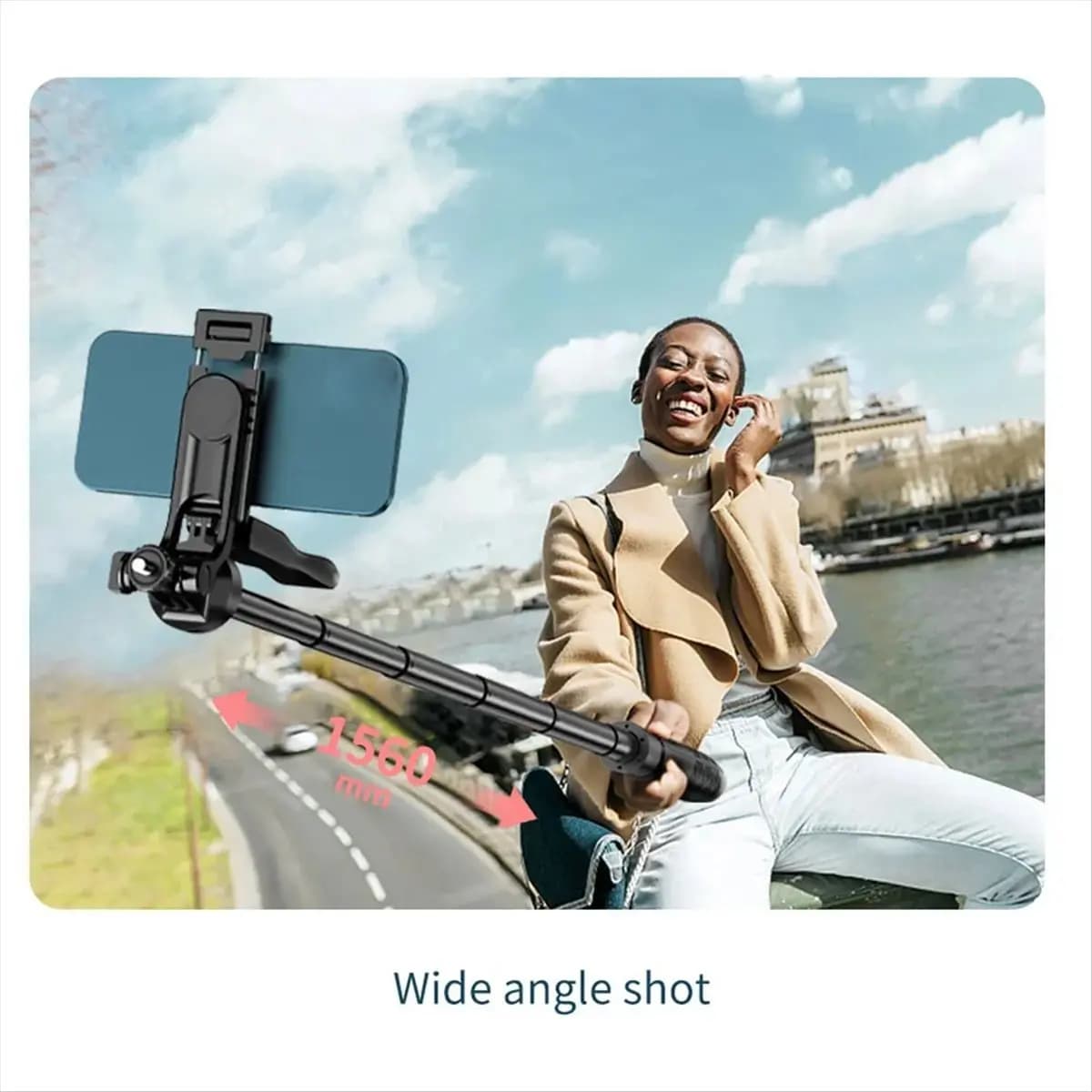 T69C! Nuovo Treppiede Selfie Stick Wireless L16 per Smartphone, Monopiede Pieghevole Stabile per Live Streaming 1530mm