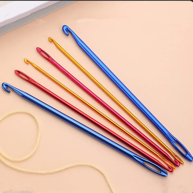 1/3 pezzi afghano tunisino uncinetto in alluminio con foro occhio per maglieria ferri da cucito uncinetti fai da te strumenti per maglieria a mano