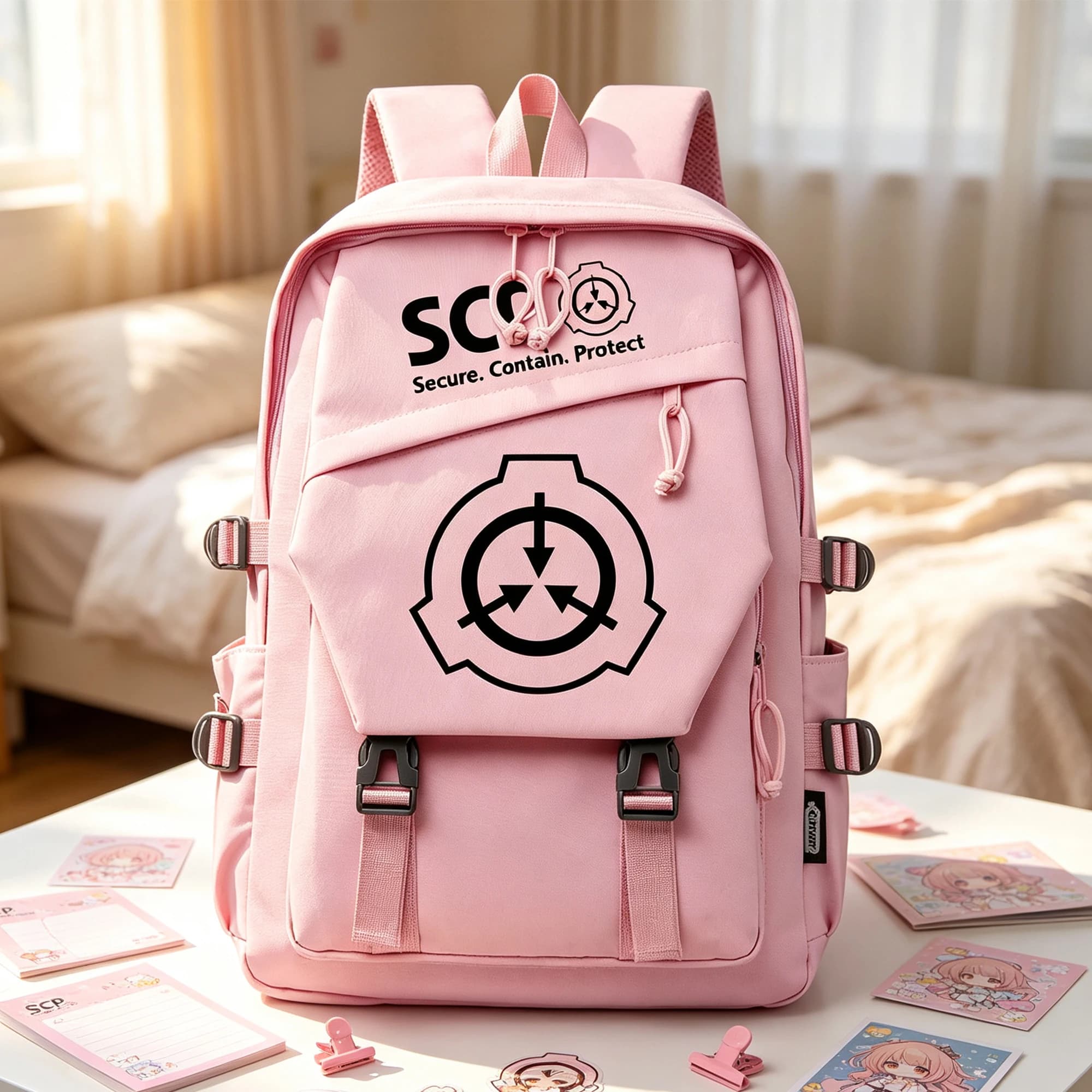 Anime SCP Foundation Students Cartoon Destign School Bags Travel Backpack for Girls Fashion Laptop Shoulder Bag Casual Bookbag