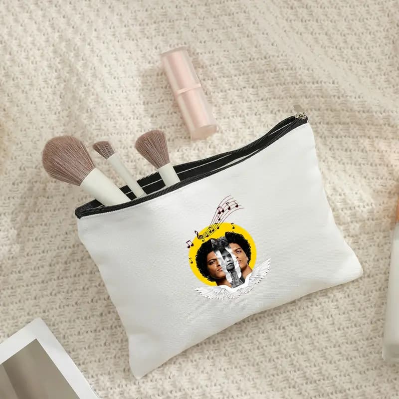Fashion Travel Toiletry Pouch Bruno Mars World Tour Cosmetic Bag Lightweight Makeup Bags Organizer Closure Portable Fan Gifts