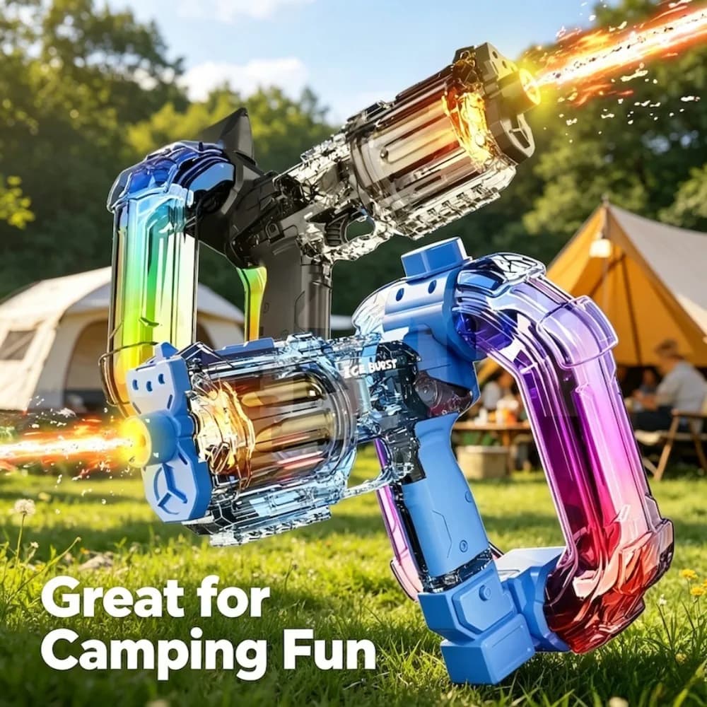 Pistola ad Acqua Elettrica a Forma di Revolver, Giocattolo Automatico a Sparo Continuo con Effetti Luminosi, Gioco d'Acqua Estivo da Spiaggia, Regalo per Bambini e Bambine