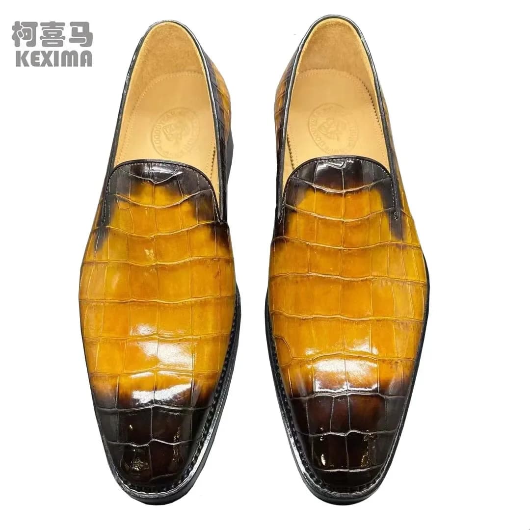 KEXIMA chue scarpe casual da uomo nuovo arrivo scarpe da uomo gialle in coccodrillo scarpe da coccodrillo maschili pennello colorato
