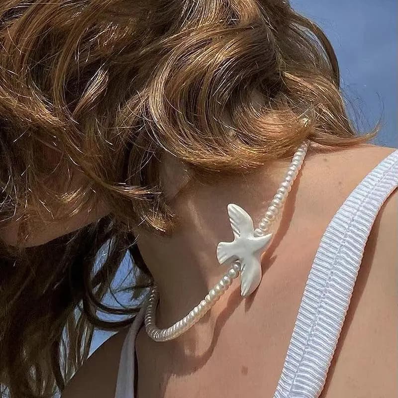 Collana girocollo con piccione bianco perla di nuovo stile per gioielli da donna con collane a catena con clavicola