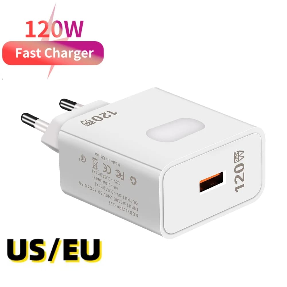 Caricatore di ricarica rapido GaN USB da 120 W Caricatore da viaggio adattatore da muro portatile Quick Charge 3.0 per Xiaomi 14 Realme redmi note 15
