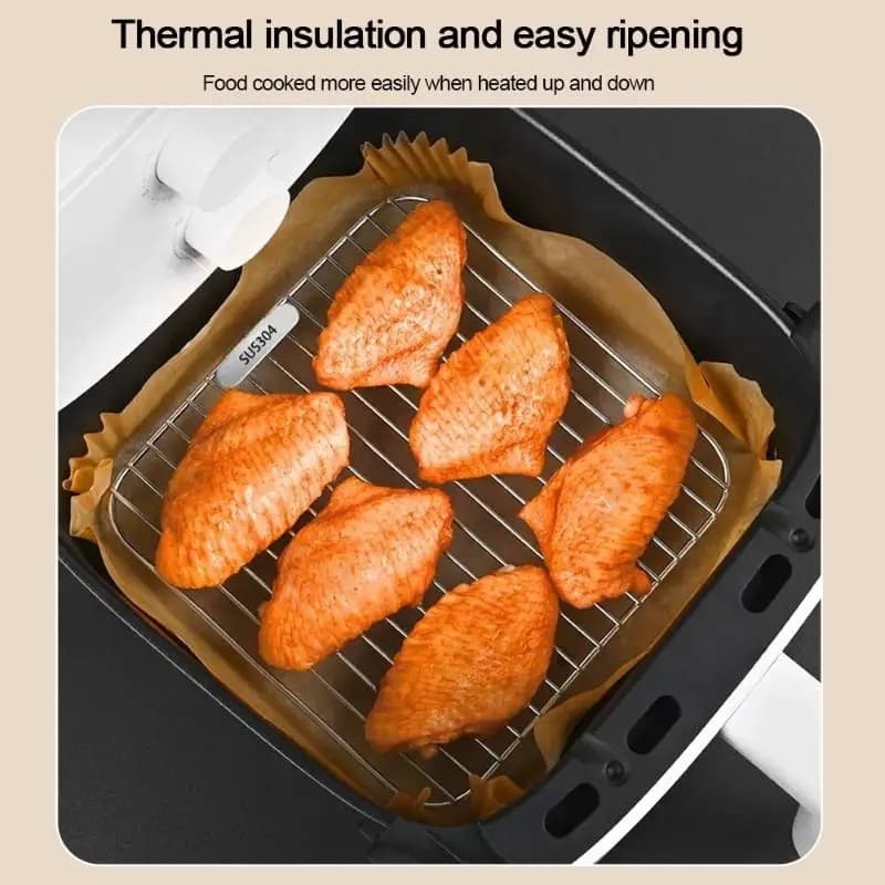 304 Stainless Steel Air Fryer Oil Draining Rack Heat Resistant Easy Clean Kitchen Baking Grilling Roasting Accessory