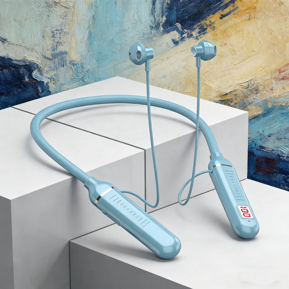 New Bluetooth 5.3 Wireless Headphones with Wire Mesh, Gaming Headphones with LED Display, TWS HIFI Sport Headphones with Microphone and TF Card Slot