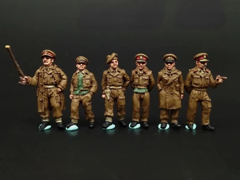 Kit modello di figura in resina pressofusa in scala 1/72 Ufficiali britannici della Seconda Guerra Mondiale 6 figure non verniciate