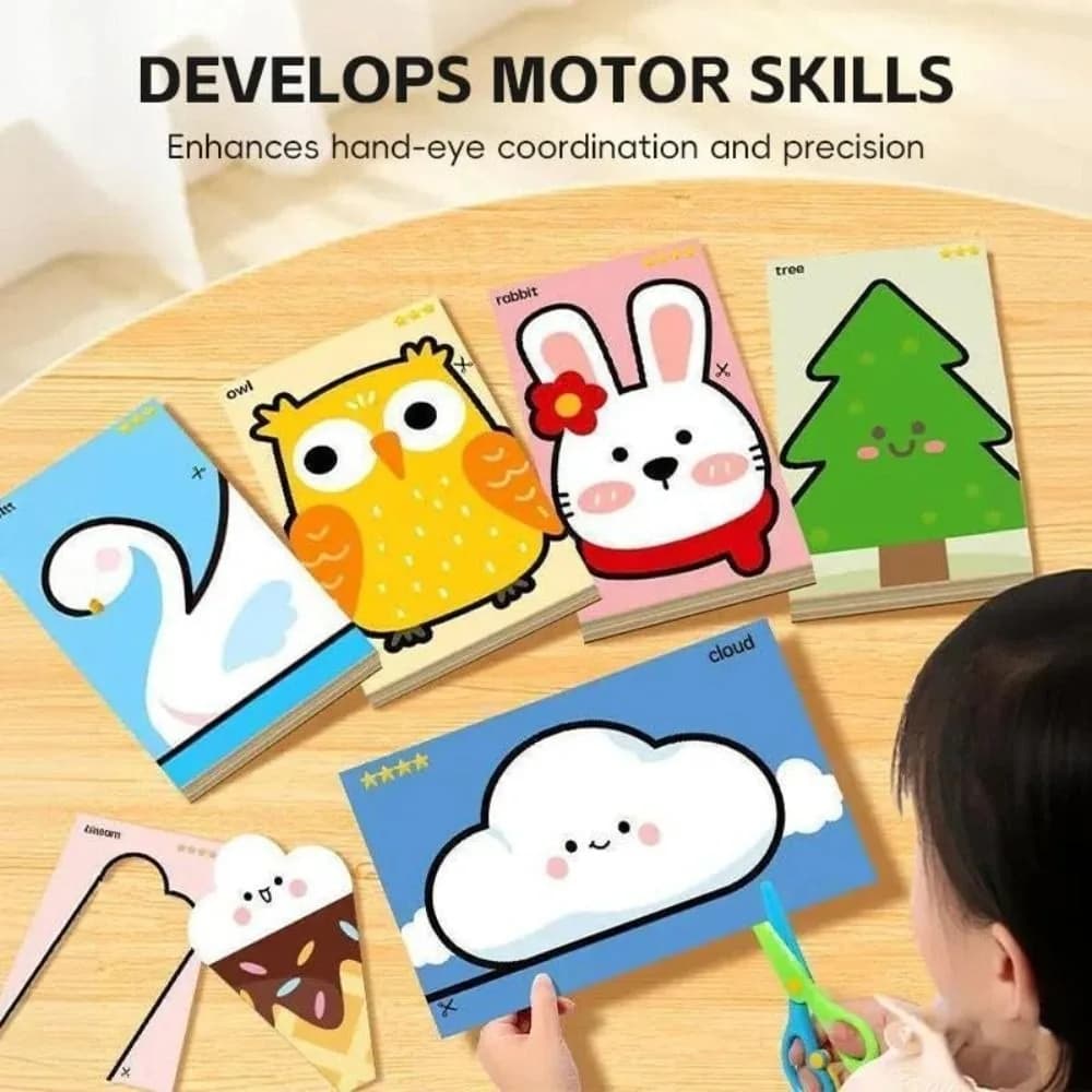 Safety Children Paper Cuttings Kits with Tool Training Art Craft Scrapbooking Development Kids Preschool Cutting Practice