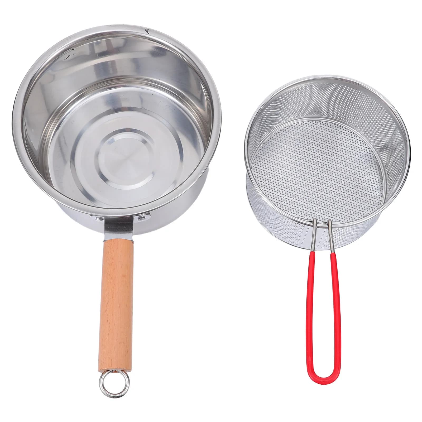 Set Friggitrice Piccola con Cestello e Colino, Padella in Acciaio Inossidabile da 7,86 Pollici per Cucina Domestica, Riscaldamento Rapido, Mini Friggitrice con Cestello