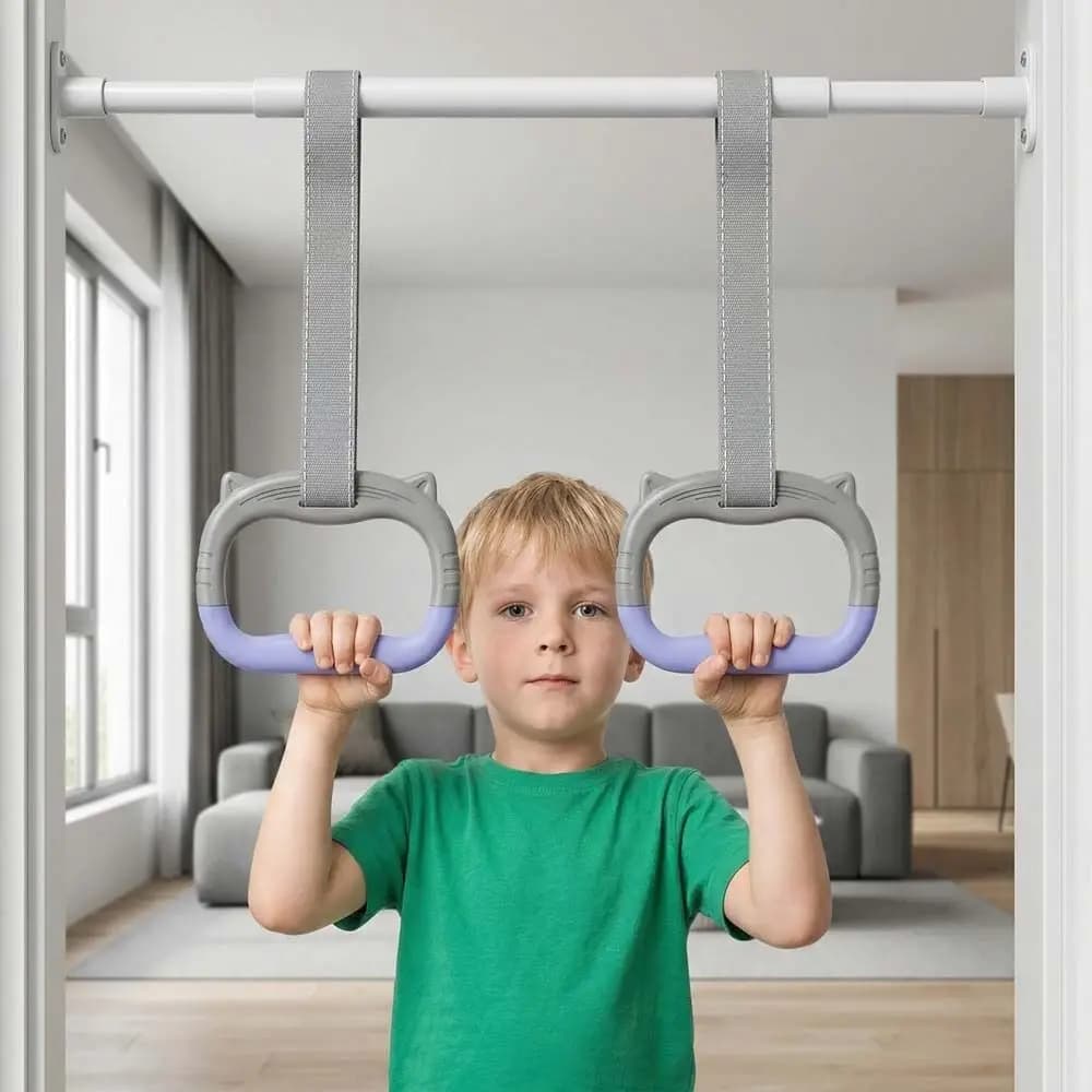 With Straps Gymnastic Rings Durable Adjustable Straps Pull Up Bar Comfortable Non-Slip Fitness Exercise Ring Gymnastics Practice