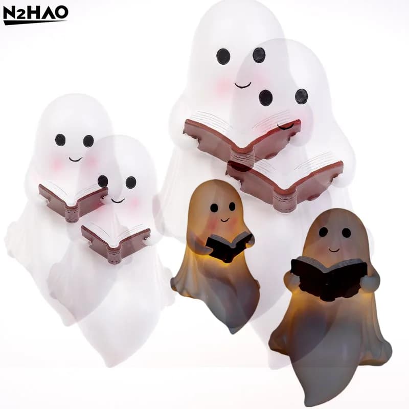 1 * Fantasma Decorazioni di Halloween Luce notturna Decorazioni di Halloween Fantasma per interni Libro di lettura Figurine Amanti dei libri Regali Decorazioni da tavola