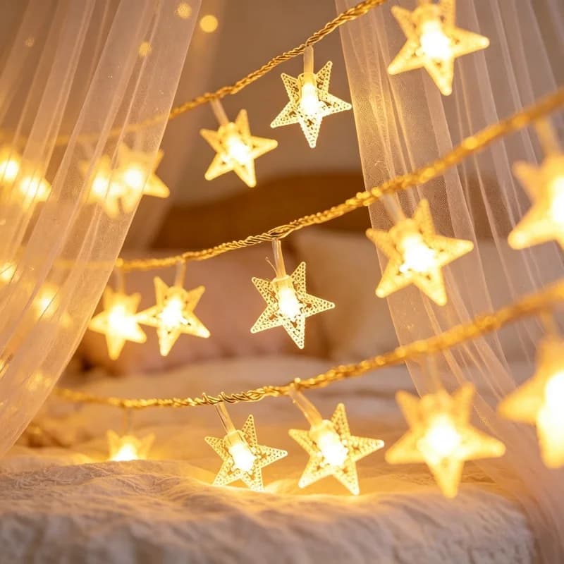 LED Star String Lights Battery Operated Wedding Party Fairy Light Christmas Home Decoration Bedroom Outdoor Twinkle Star Lamps