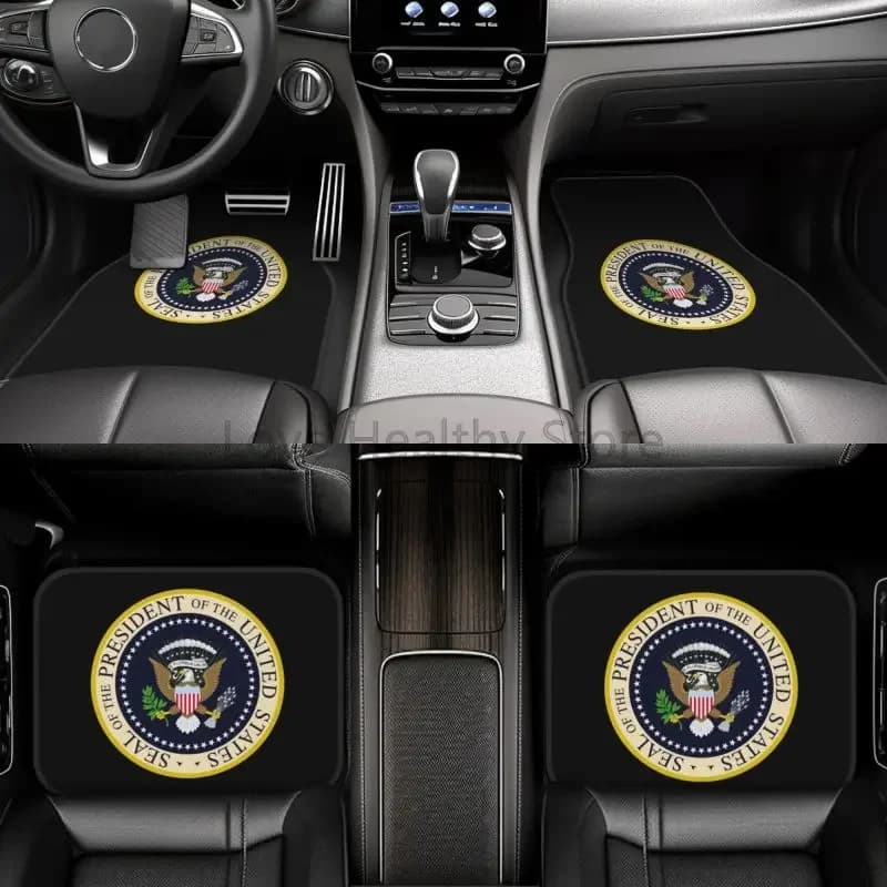 Seal Of The President Of The States Tappetini da 4 pezzi Tappetini anteriori e posteriori per auto con supporto in gomma Accessori per auto