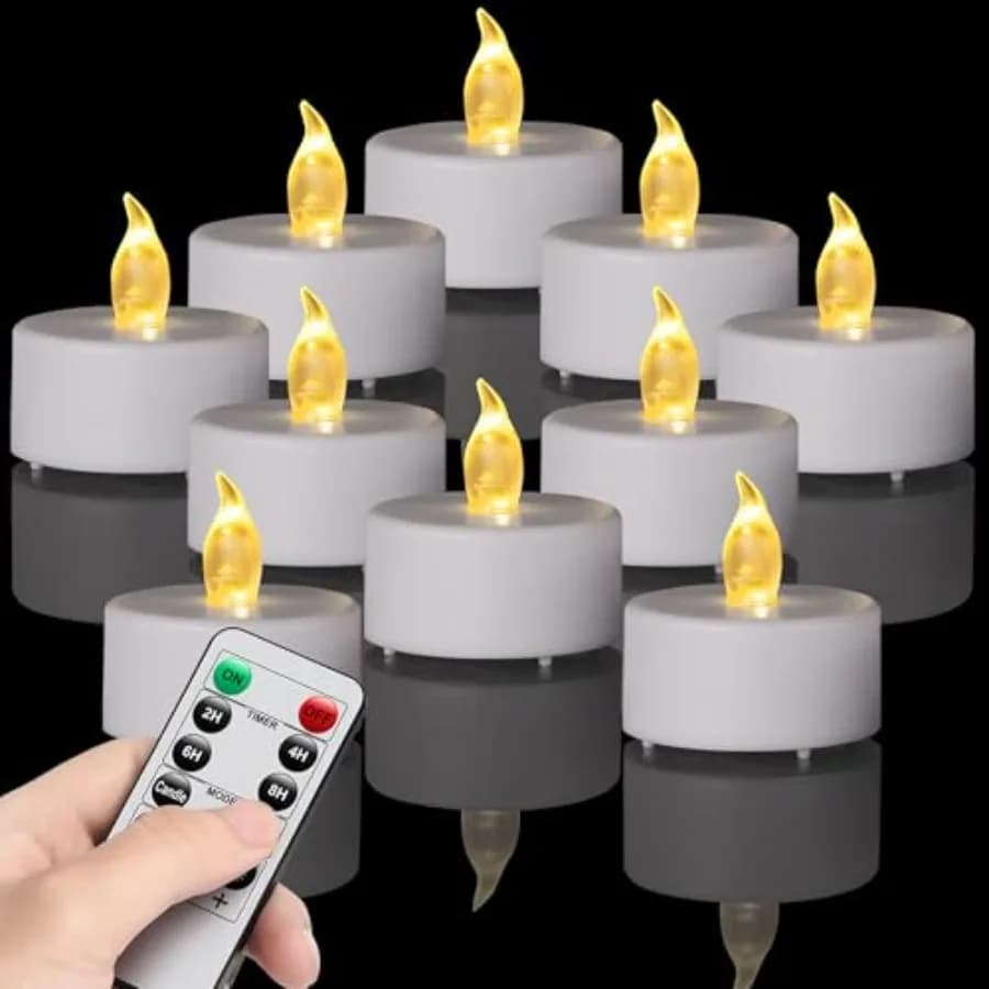 Candele LED Senza Fiamma con Telecomando, Effetto Sfarfallio, Lunga Durata della Batteria, con Timer per Halloween