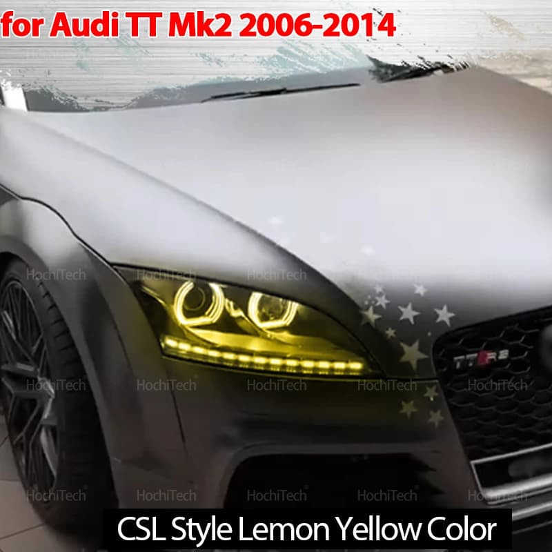 For AUDI TT Mk2 2006-2014 CS CSL Style Yellow Lemon Ring Angel Eyes LED Tuning Light Light Rings Accessories