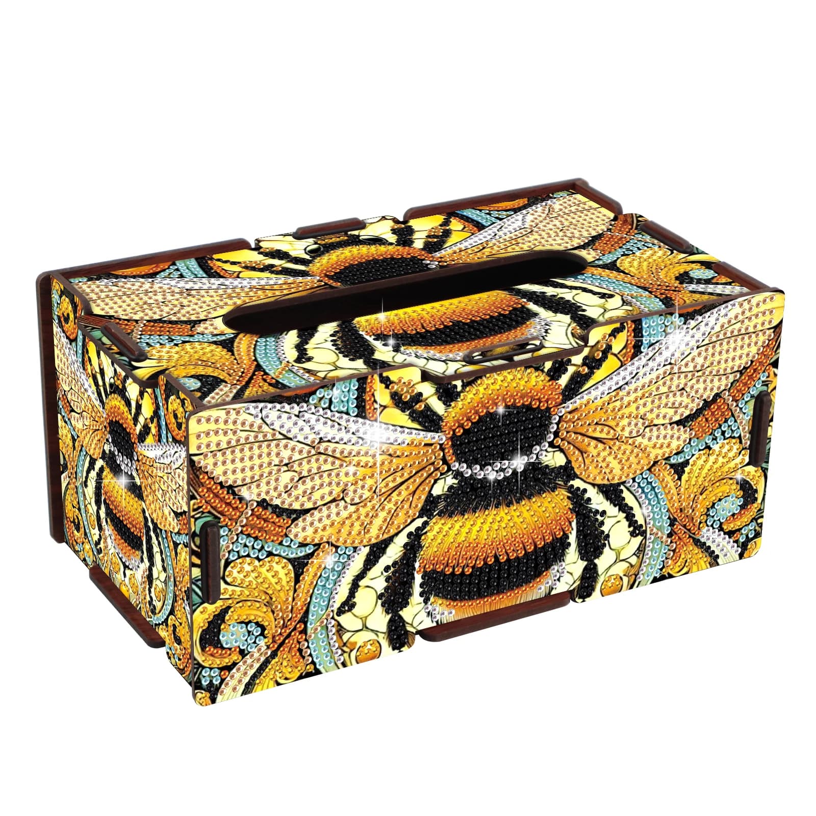 Kit di scatole di fazzoletti per pittura artistica con diamanti, api gialle, forma speciale fai da te, arte del diamante, regalo parziale fatto a mano, tavolo, decorazione della casa