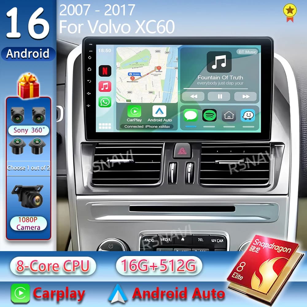 Android 15 Autoradio Wireless CarPlay Android Auto Radio Per Volvo XC60 2007 2010 2013 2014 2017 4G Auto Multimedia GPS Autoradio