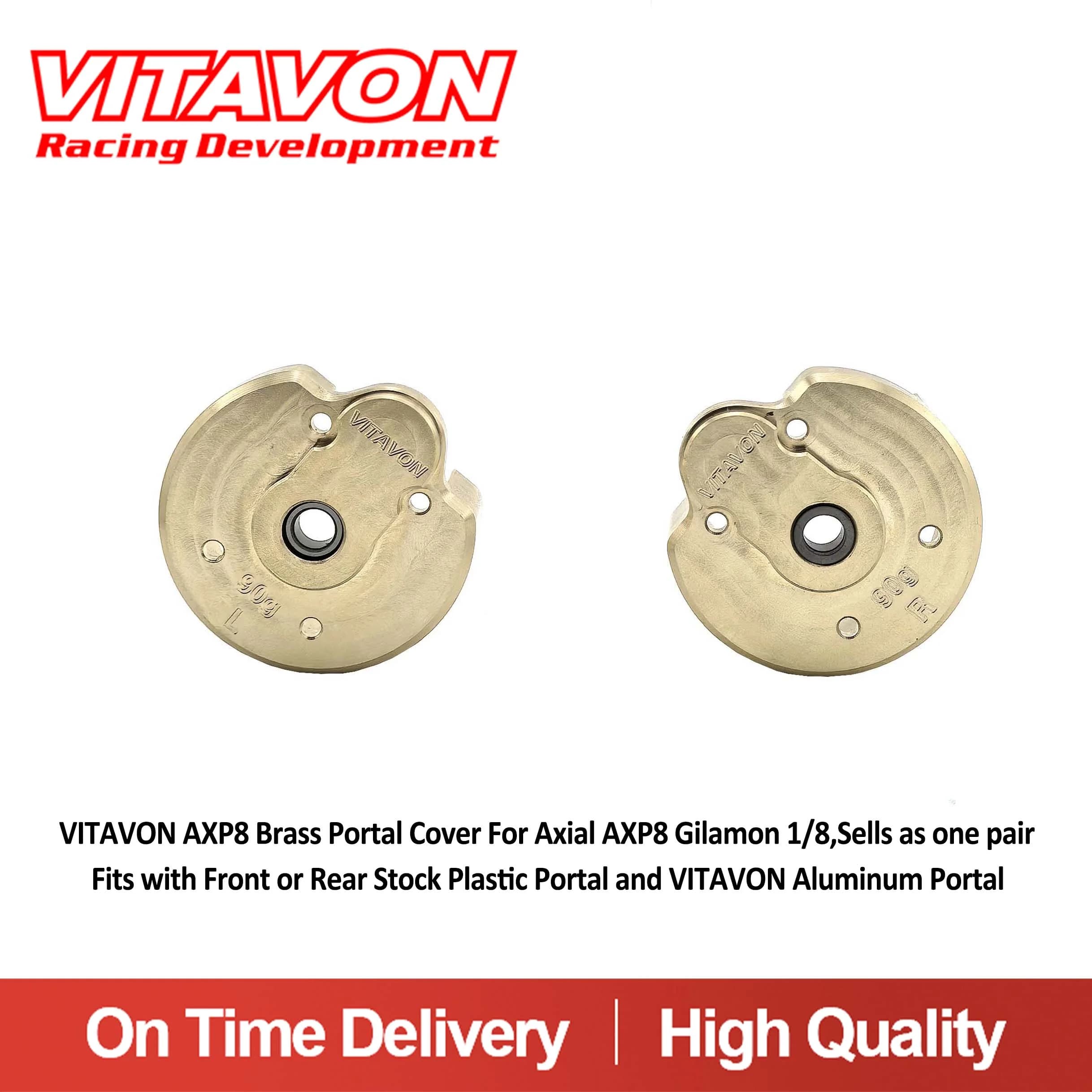 VITAVON AXP8 F/R Brass portal cover for Axial AXP8 Gilamon 1/8, sold as a pair