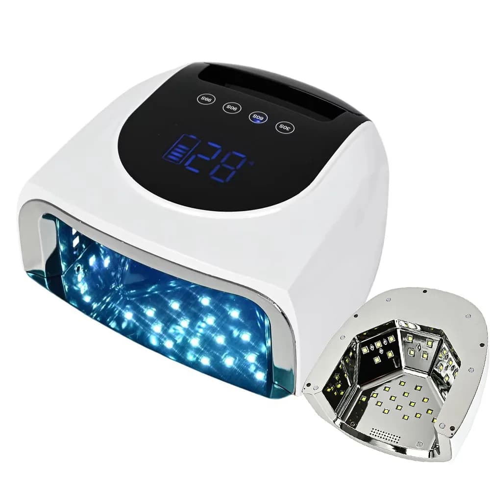 Lampada per Unghie Ricaricabile 96W con Base Riflettente a Specchio, Asciugatore per Smalto Gel, Macchina per Manicure, Luce UV per Unghie, Lampada UV LED per Unghie