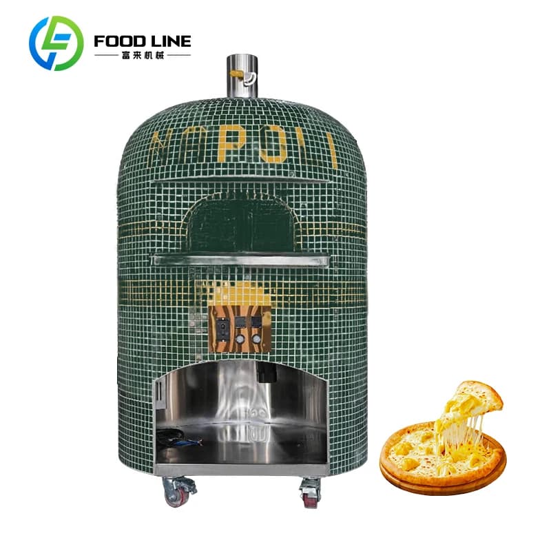 Forno per Pizza a Doppia Alimentazione con Pietra Refrattaria, Forno a Gas ed Elettrico, con Base Girevole in Mattoni