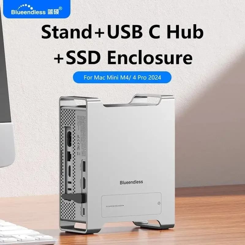 Docking Station in Lega di Alluminio Resistente per Mac Mini M4/M4 Pro 2024 con Slot di Espansione HDD e Custodia Protettiva per Accessori PC