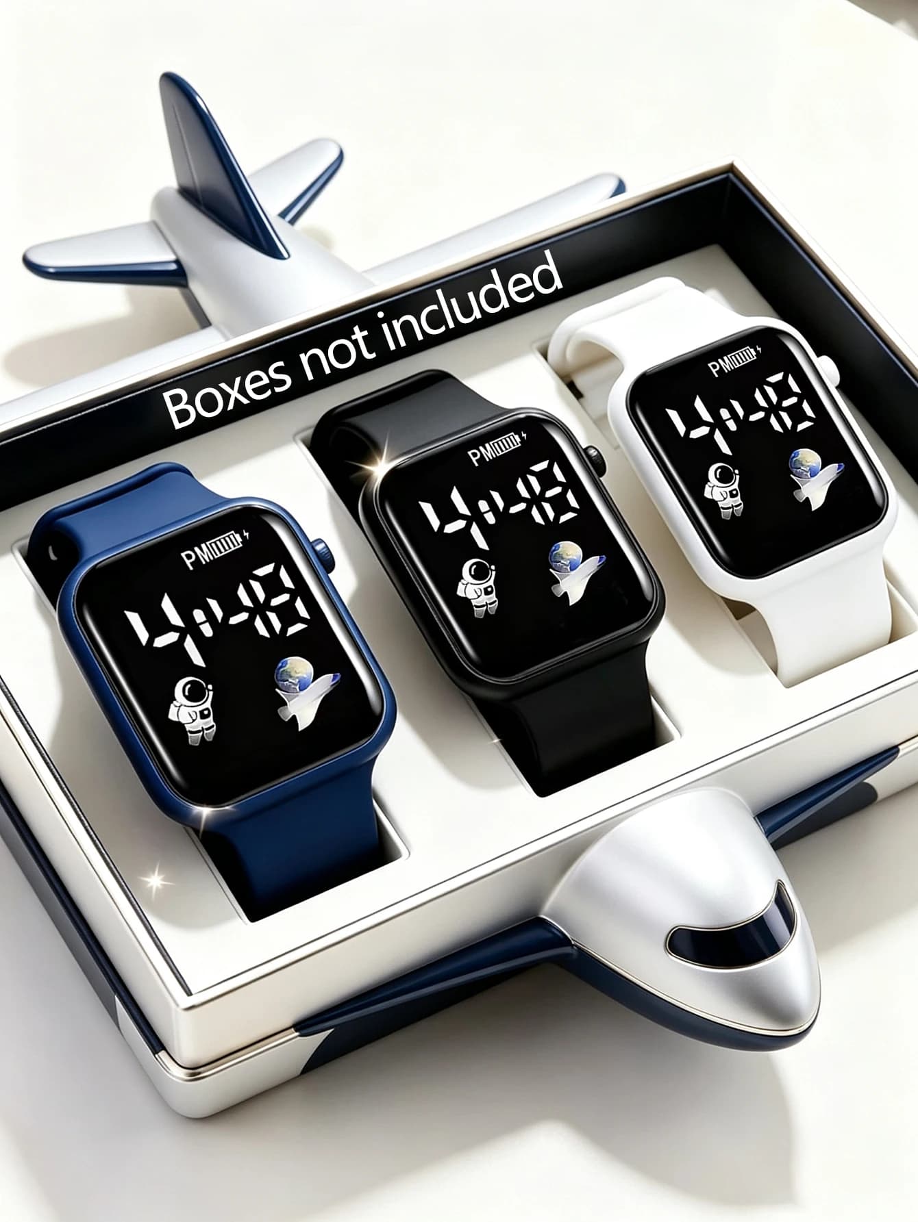 3PCS Square LED Electronic Watch Set Daily Wear Ideal Festival Gift，no box
