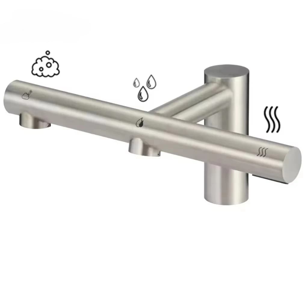 2026 Modern Design Deck Mounted Automatic Soap Dispenser 3-Function Sensor Bathroom Basin Faucets & Taps with Drying Touchless